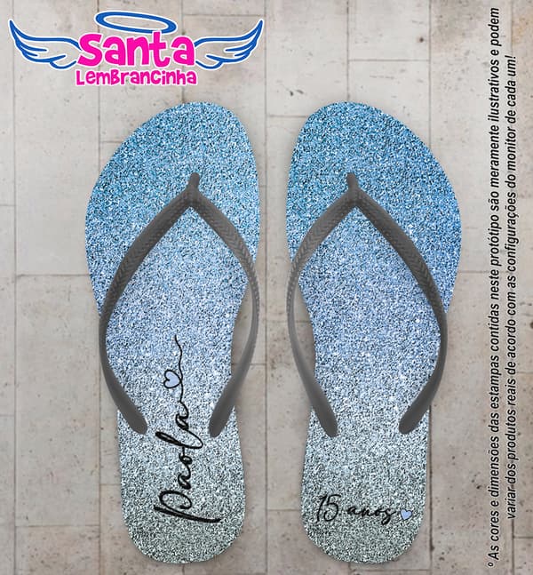 Chinelo Debutante Glitter Degradê Personalizado COD 12753
