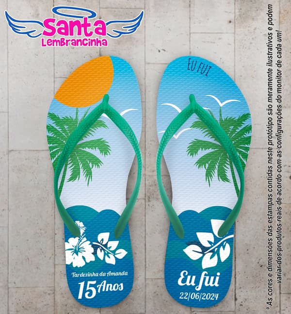 Chinelo Debutante Tropical Personalizado COD 12755