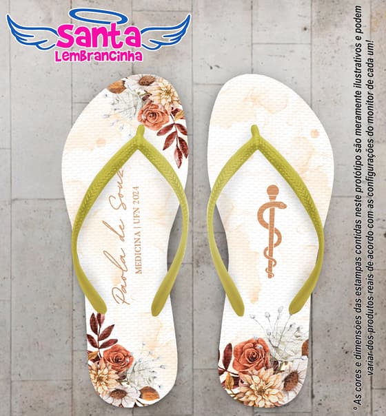 Chinelo Formatura Medicina Floral Personalizado COD 12769
