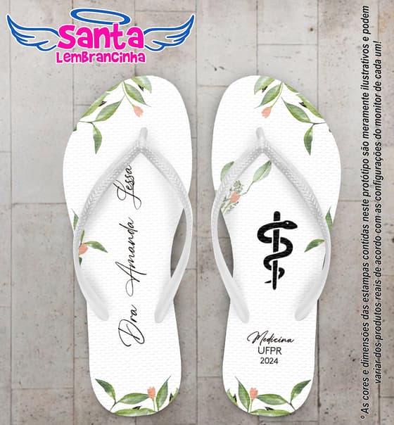 Chinelo Formatura Medicina Folhagem Personalizado COD 12765