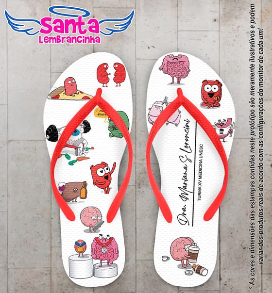 Chinelo Formatura Medicina Órgãos Cute Personalizado COD 12762