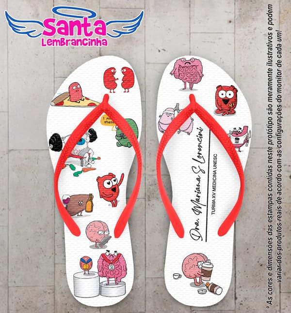 Chinelo Formatura Medicina Órgãos Cute Personalizado COD 12762