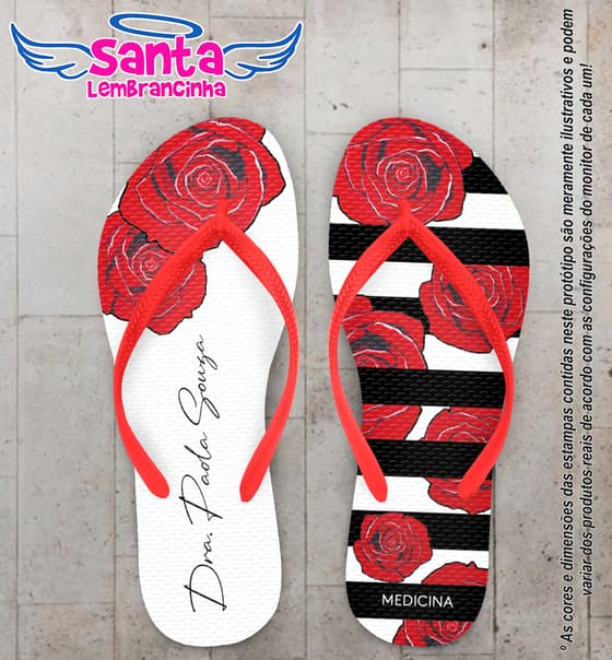 Chinelo Formatura Medicina Rosas Personalizado COD 12764