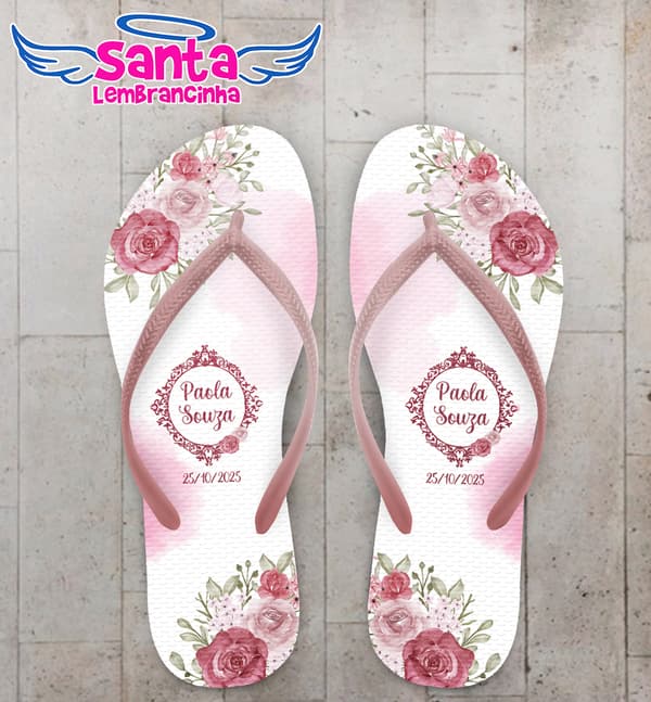Chinelo Debutante Floral Personalizado COD 12778