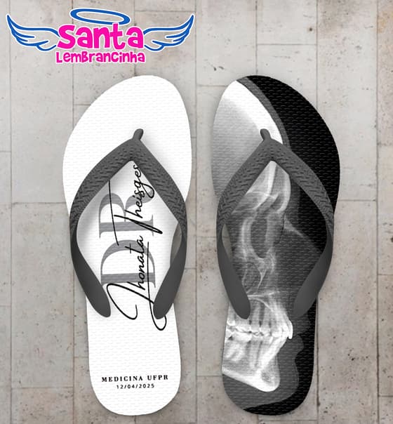 Chinelo Formatura Medicina Silhueta Crânio Personalizado COD 12782