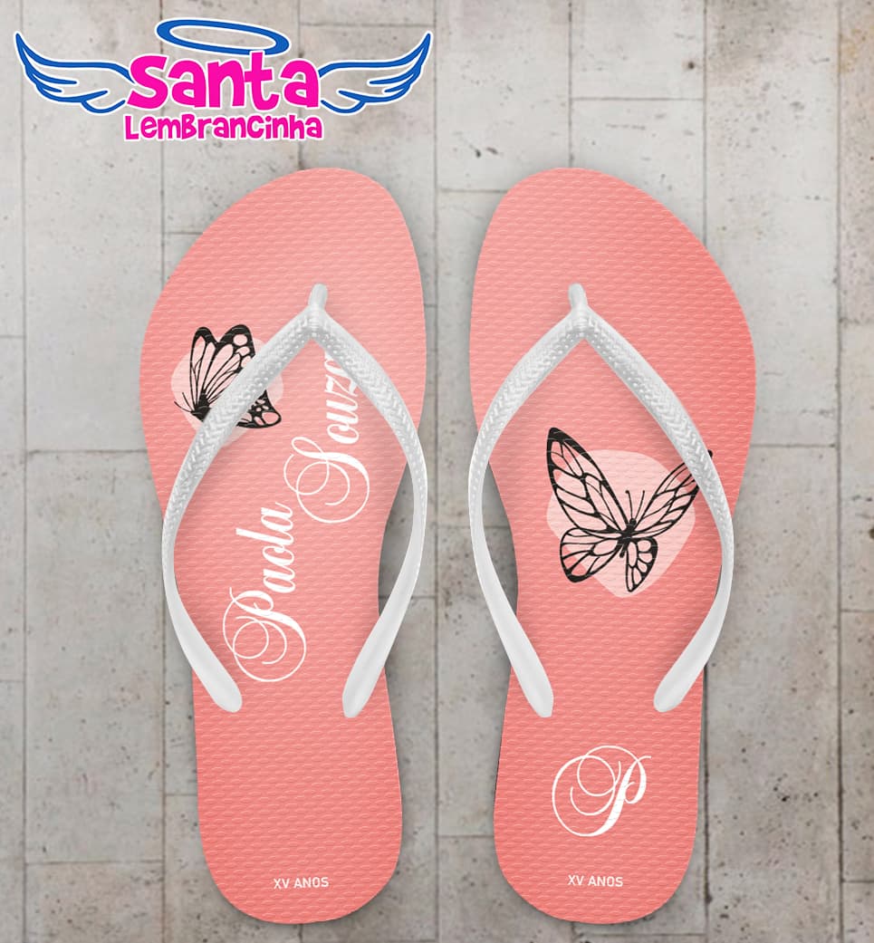 Chinelo Debutante Borboleta Personalizado COD 12799