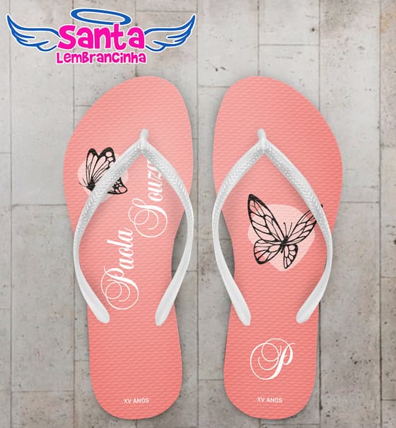 Chinelo Debutante Borboleta Personalizado COD 12799