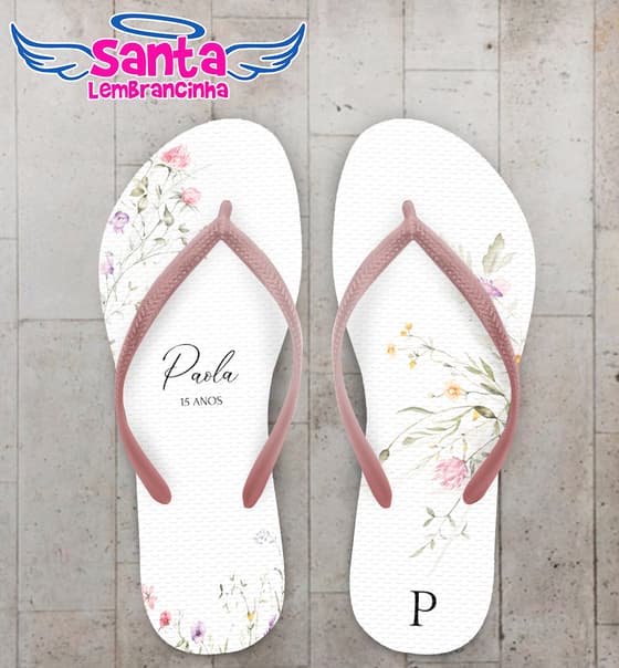 Chinelo Debutante Floral Personalizado COD 12826