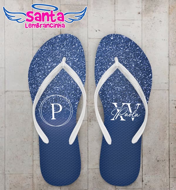 Chinelo Debutante Glitter e Monograma Personalizado COD 12825