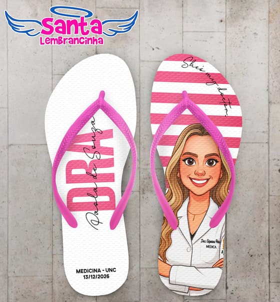 Chinelo Formatura Medicina com Caricatura Personalizado COD 12828