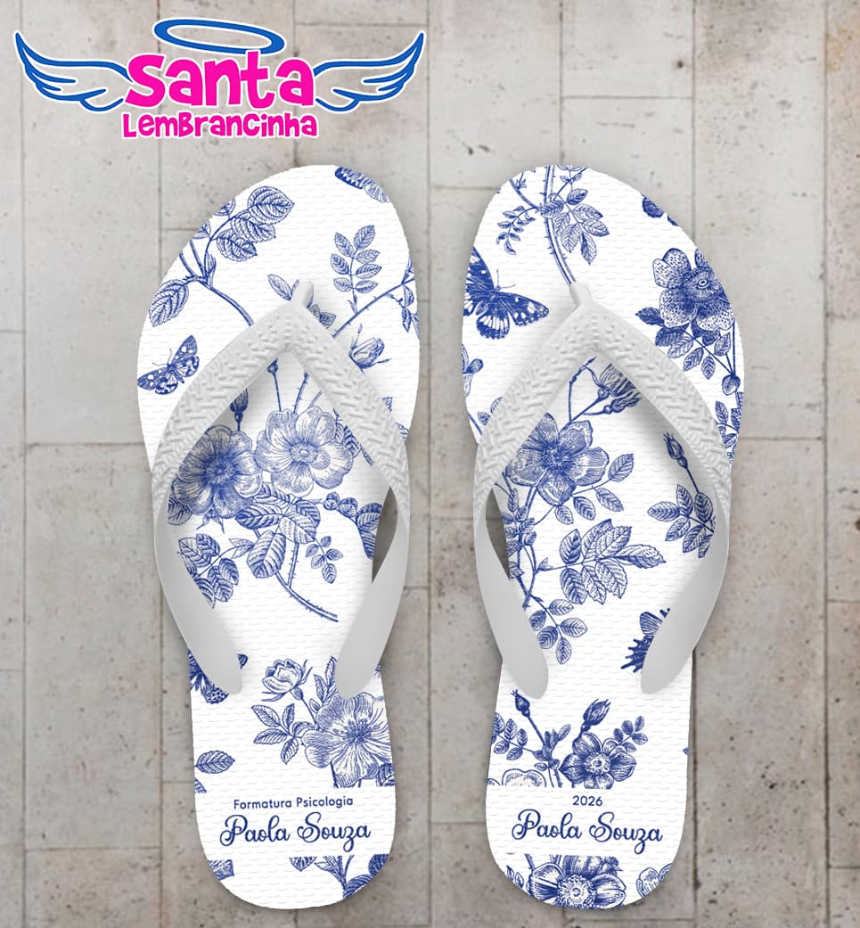 Chinelo Formatura Psicologia Floral Personalizado COD 12833