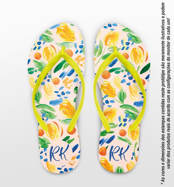 Chinelo Casamento Aquarela Tropical Personalizado COD 12683