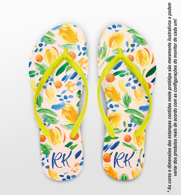 Chinelo Casamento Aquarela Tropical Personalizado COD 12683