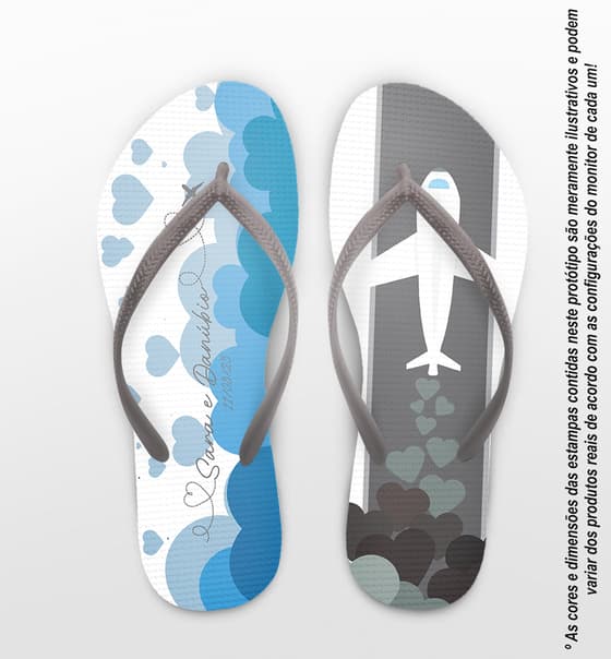 Chinelo Casamento Avião Personalizado COD 12348
