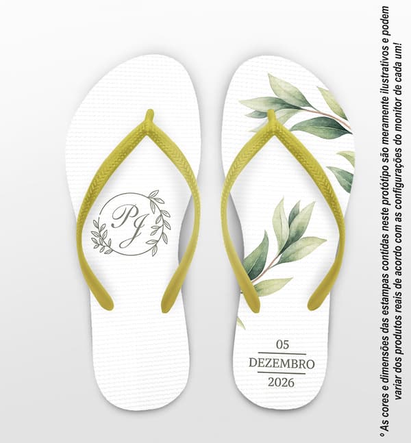 Chinelo Casamento com Folhagem Personalizado COD 12822