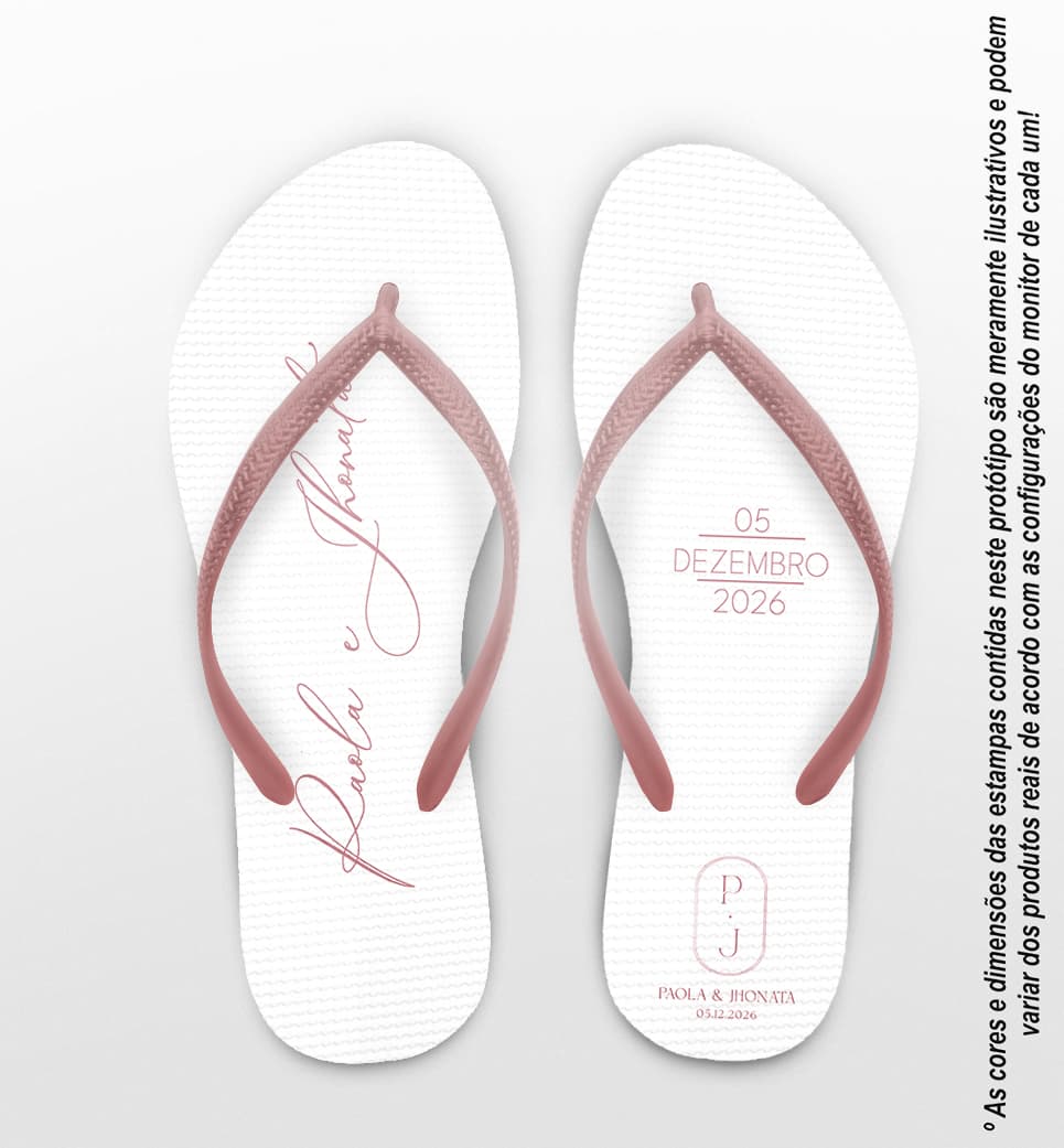 Chinelo Casamento com Monograma Personalizado COD 12821