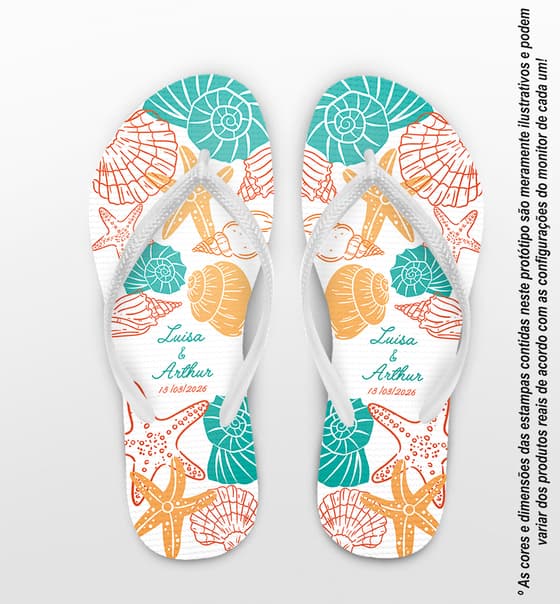 Chinelo Casamento Conchas Personalizado COD 12824