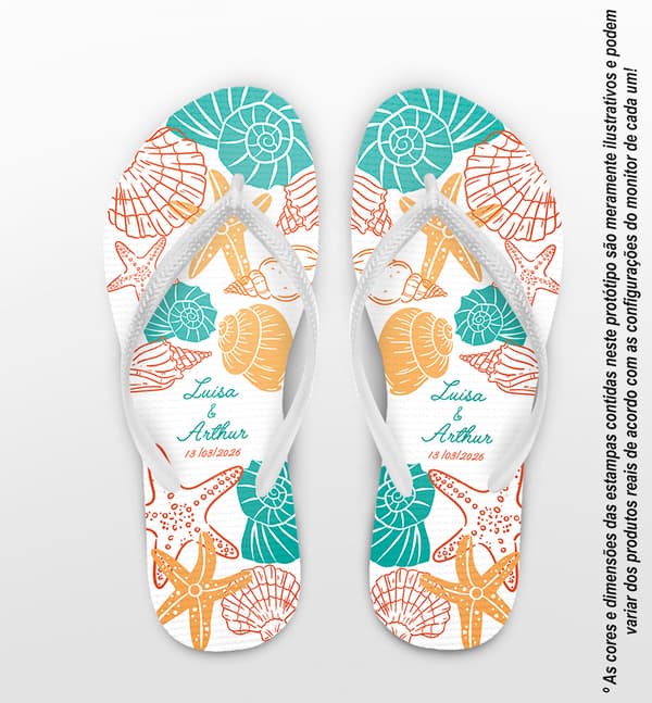 Chinelo Casamento Conchas Personalizado COD 12824