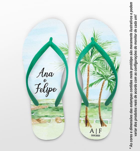 Chinelo Casamento Coqueiro Personalizado COD 12321