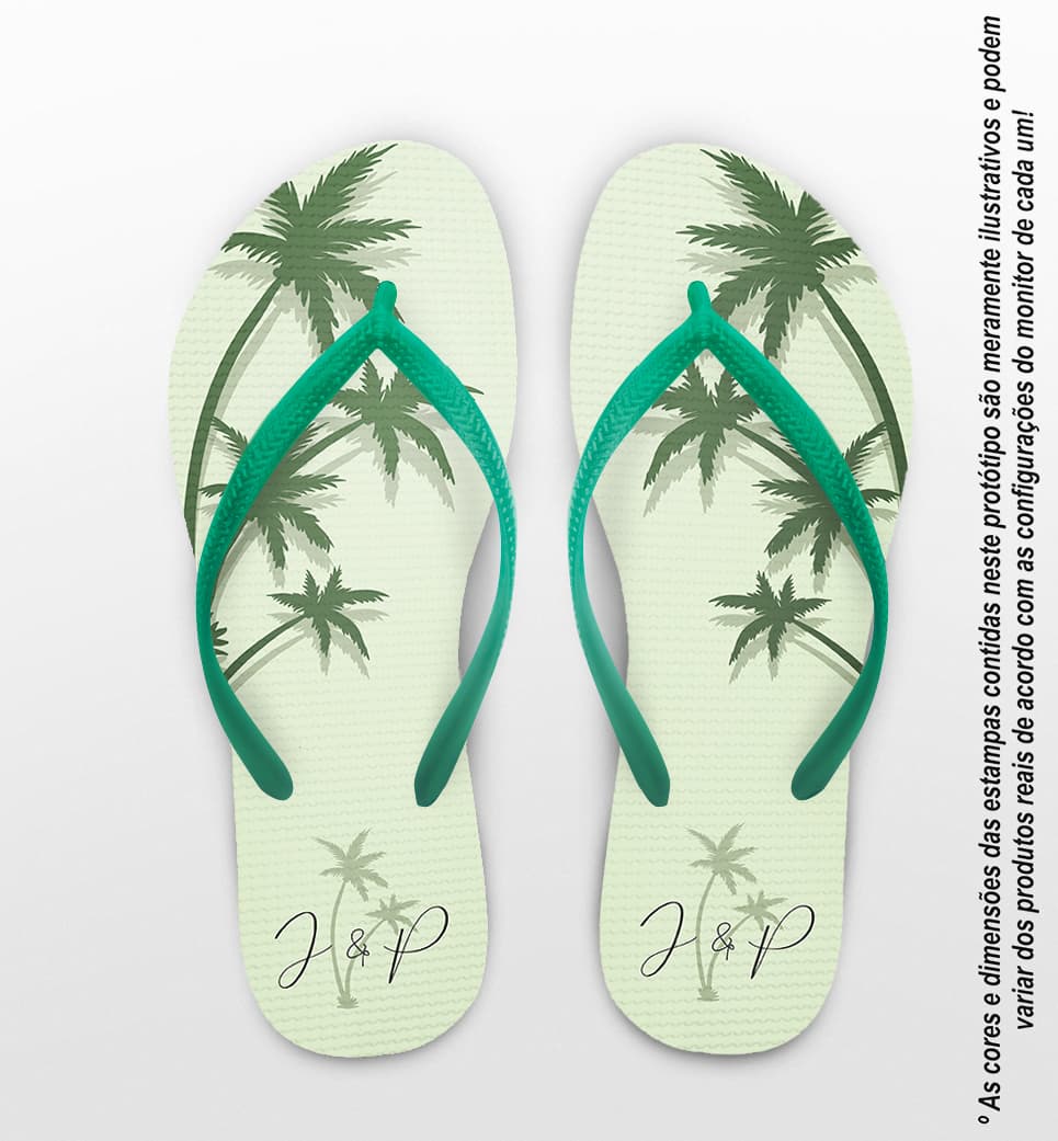 Chinelo Casamento Coqueiros Personalizado COD 12744