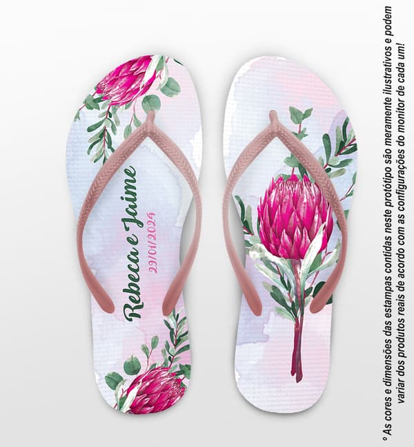 Chinelo Casamento Eucalipto e Flores Personalizado COD 12425