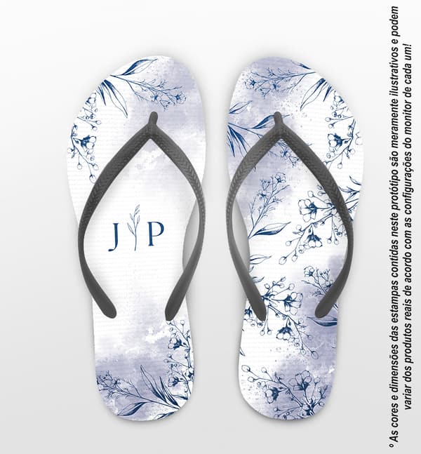 Chinelo Casamento Floral Azul Personalizado COD 12820