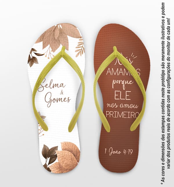 Chinelo Casamento Floral com Versículo Personalizado COD 12801