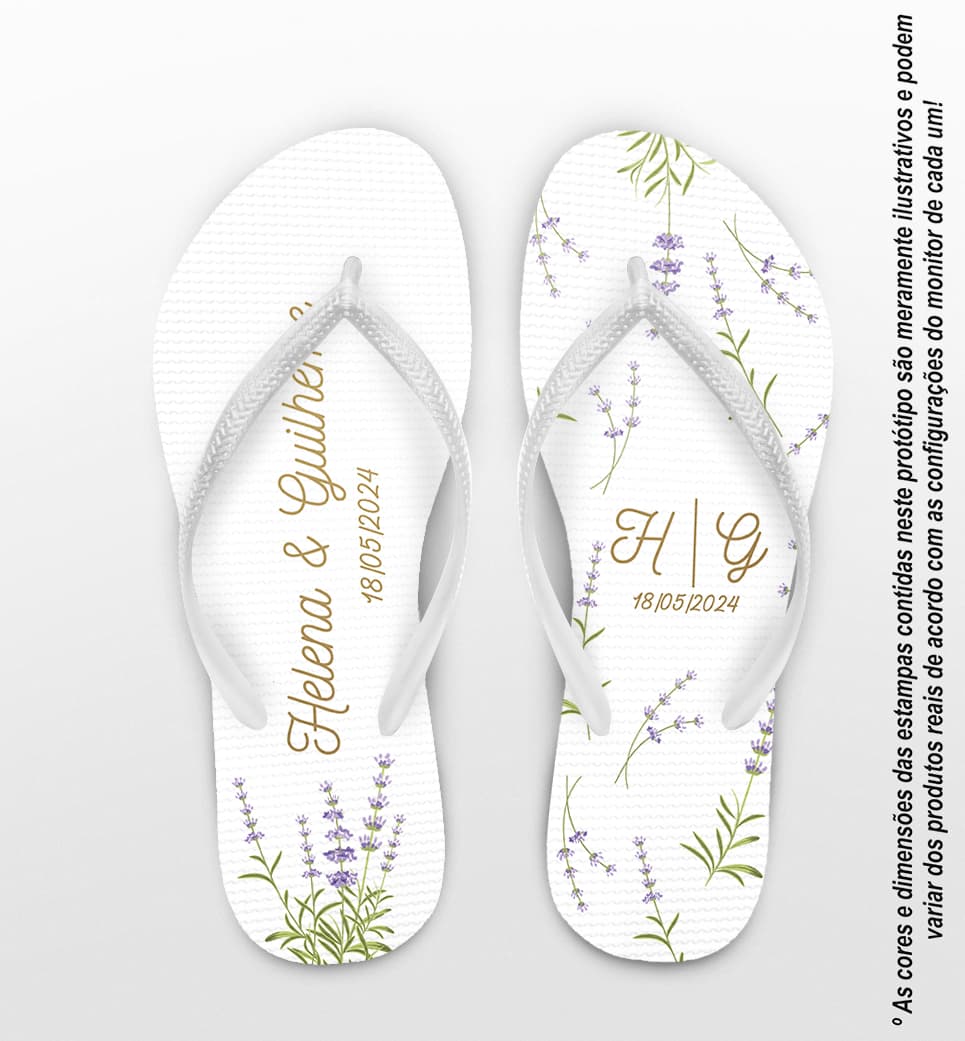 Chinelo Casamento Floral Lavanda Personalizado COD 12354