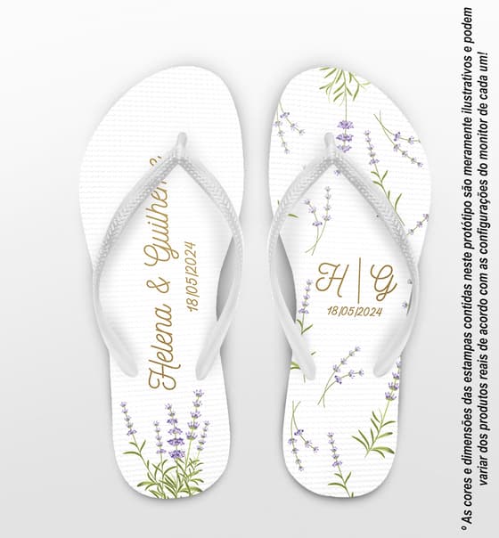 Chinelo Casamento Floral Lavanda Personalizado COD 12354