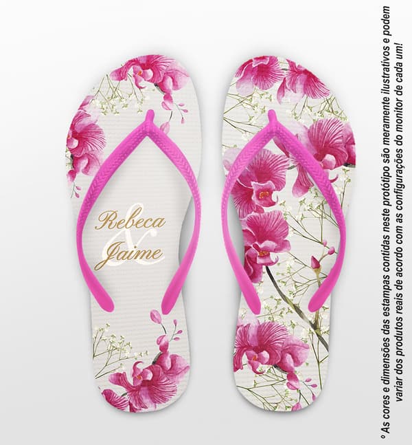 Chinelo Casamento Floral Orquídea Magenta Personalizado COD 12436