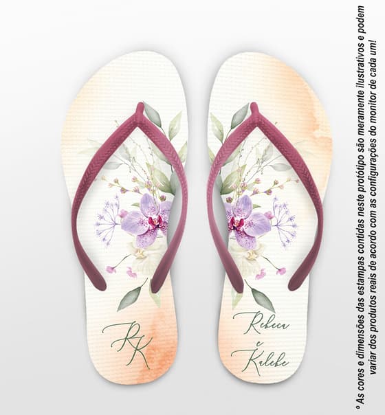 Chinelo Casamento Floral Orquídea Personalizado COD 12345