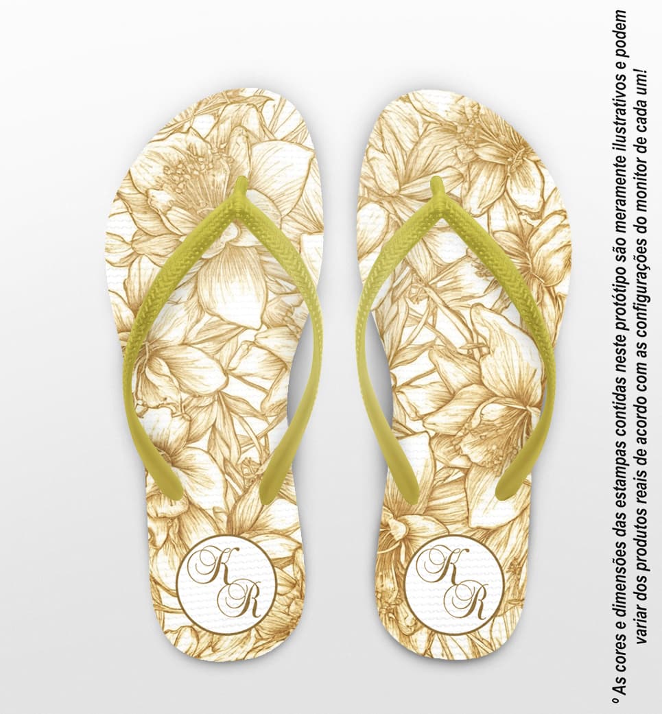 Chinelo Casamento Floral Orquídea Personalizado COD 12653