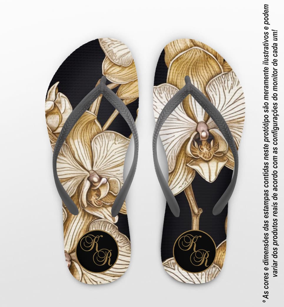 Chinelo Casamento Floral Orquídeas Personalizado COD 12654