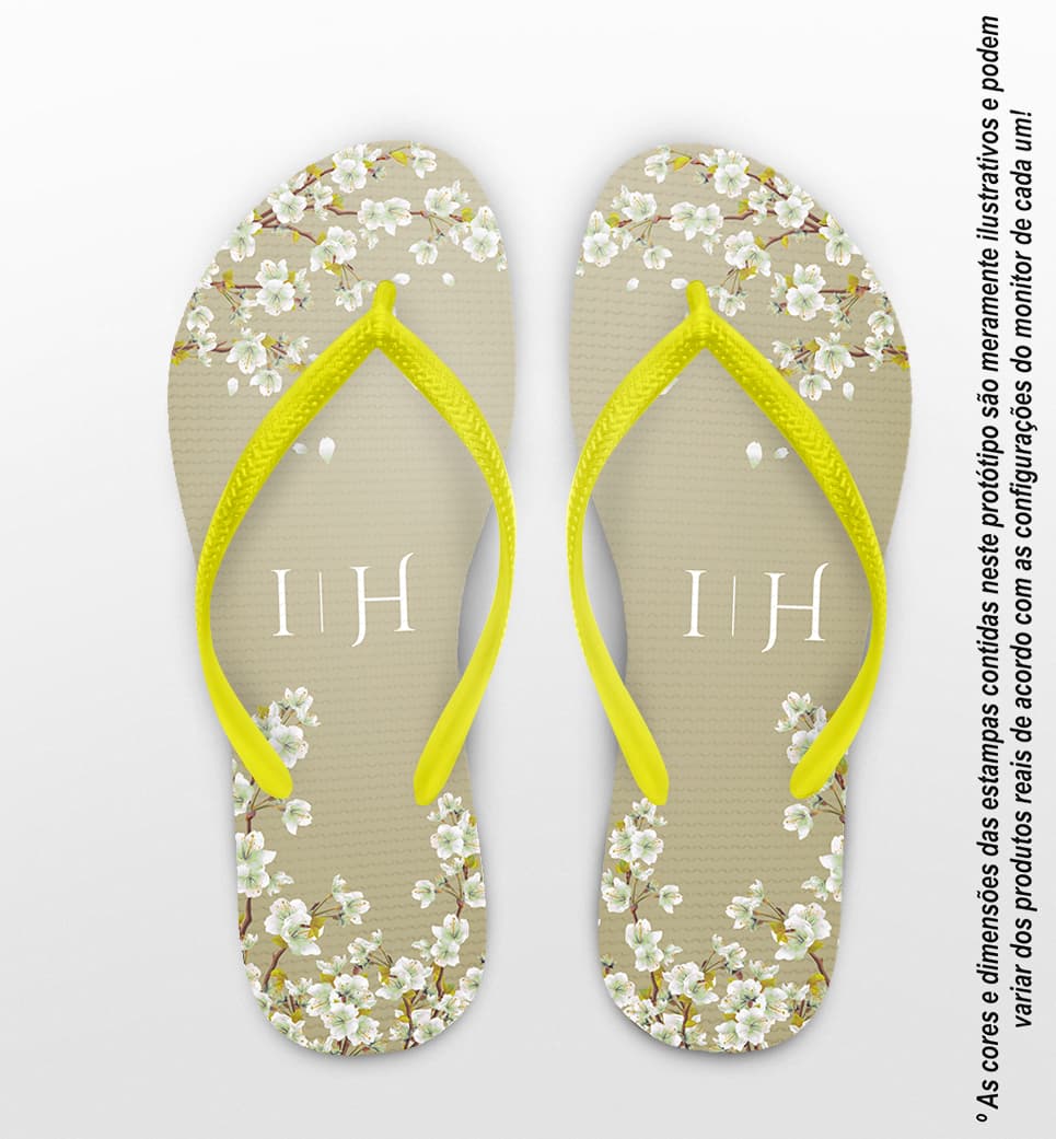 Chinelo Casamento Floral Personalizado COD 10803