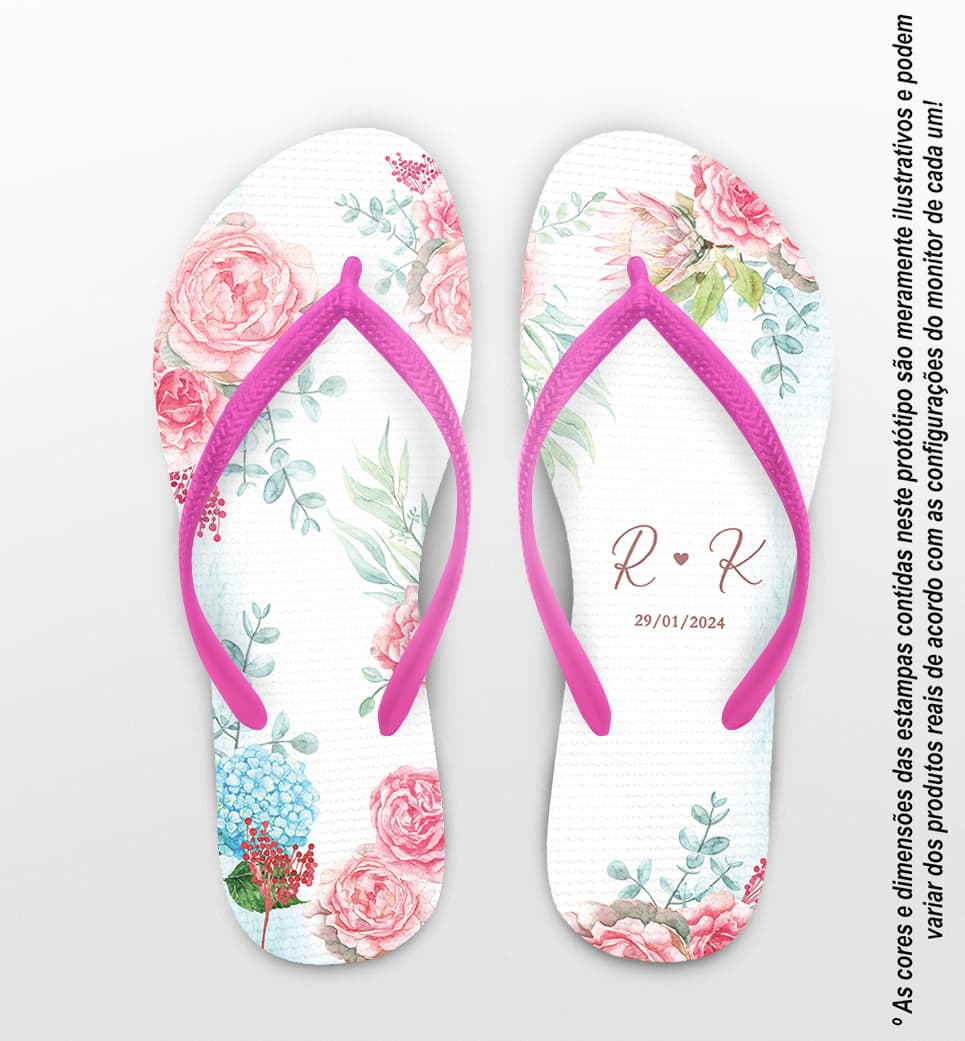 Chinelo Casamento Floral Personalizado COD 12315