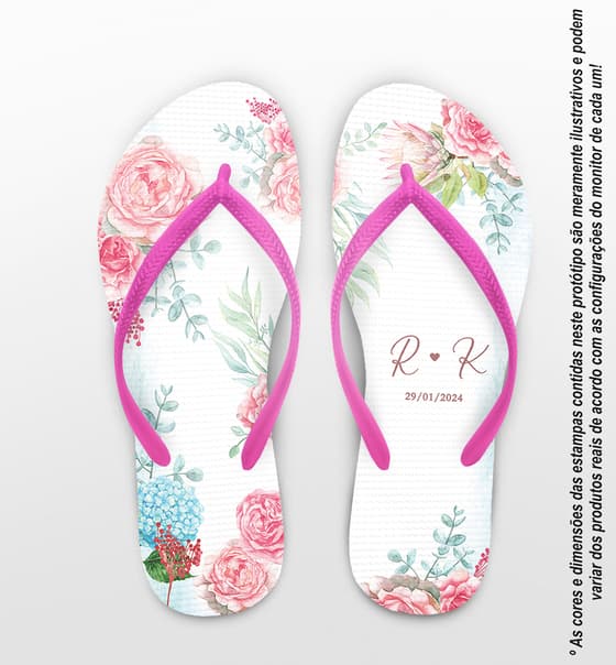 Chinelo Casamento Floral Personalizado COD 12315