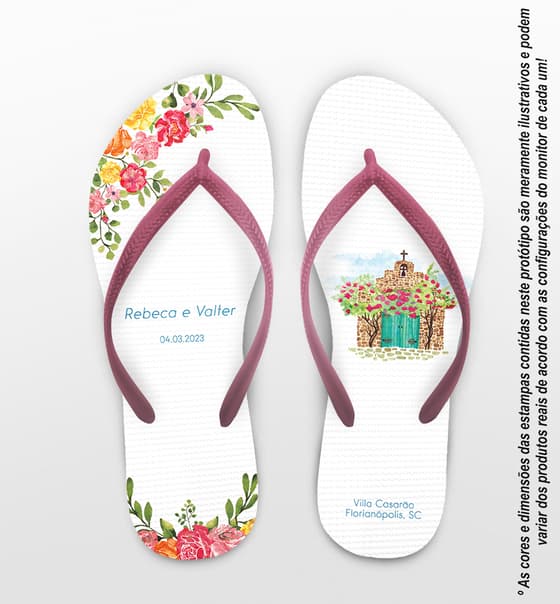 Chinelo Casamento Floral Personalizado COD 12318
