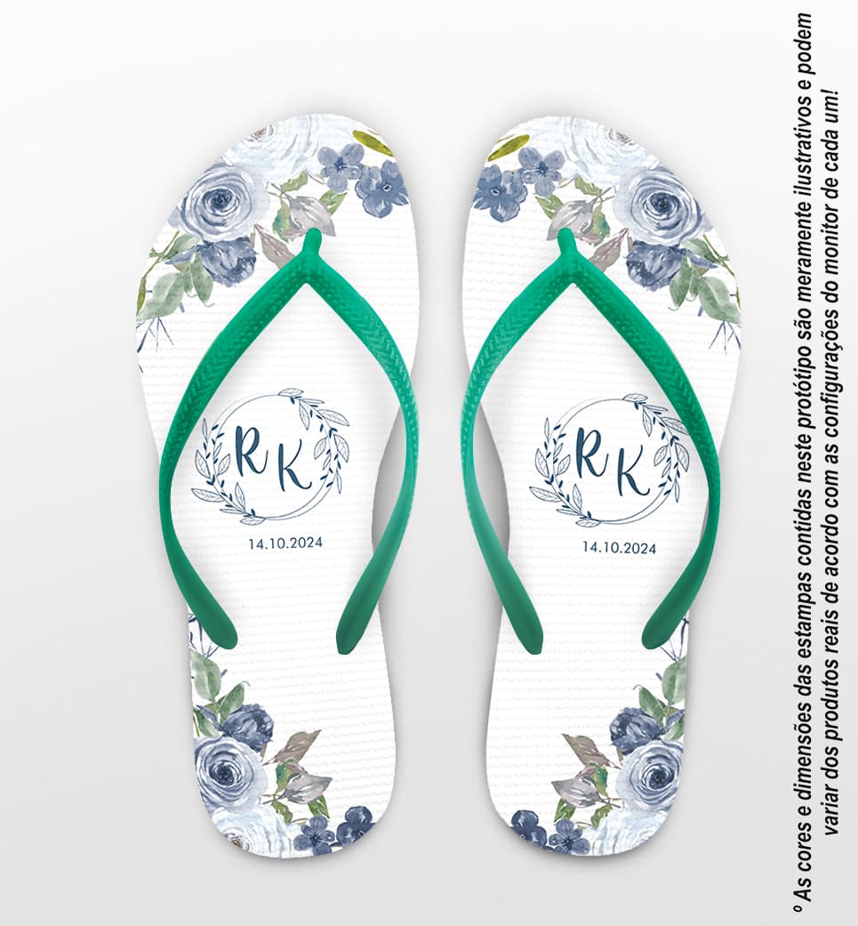 Chinelo Casamento Floral Personalizado COD 12325