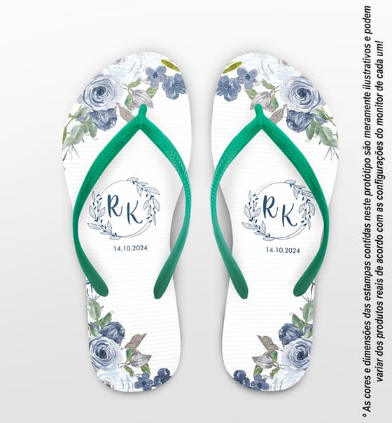 Chinelo Casamento Floral Personalizado COD 12325