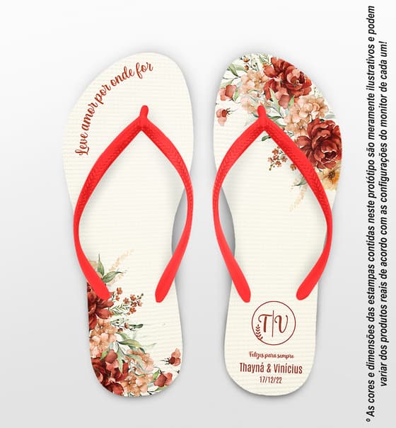 Chinelo Casamento Floral Personalizado COD 12341