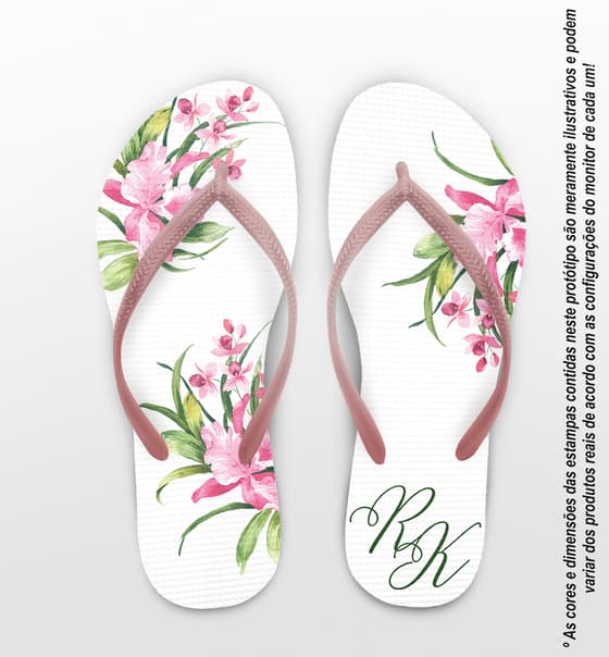Chinelo Casamento Floral Personalizado COD 12347