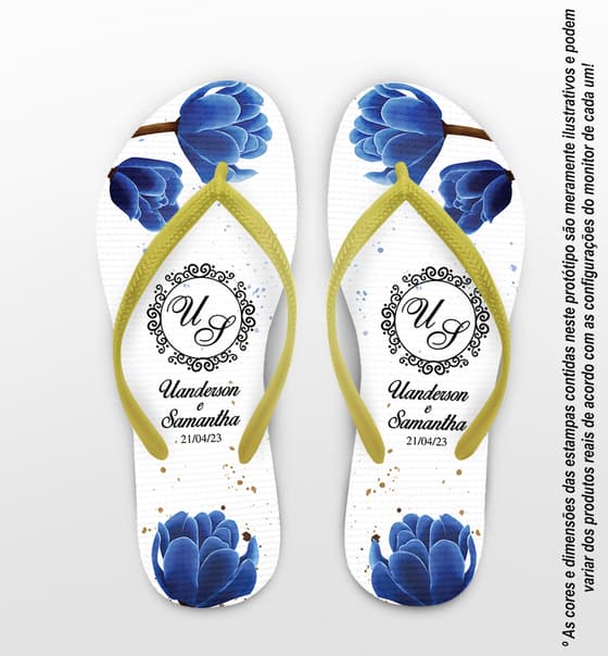 Chinelo Casamento Floral Personalizado COD 12351