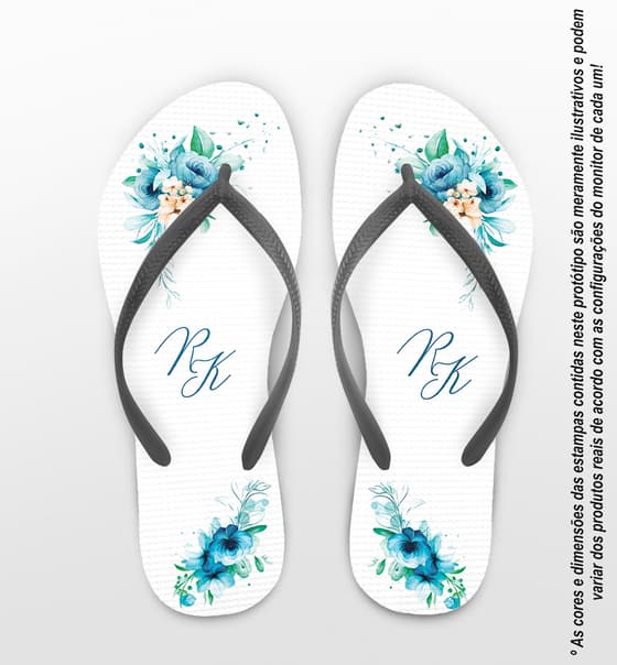 Chinelo Casamento Floral Personalizado COD 12353
