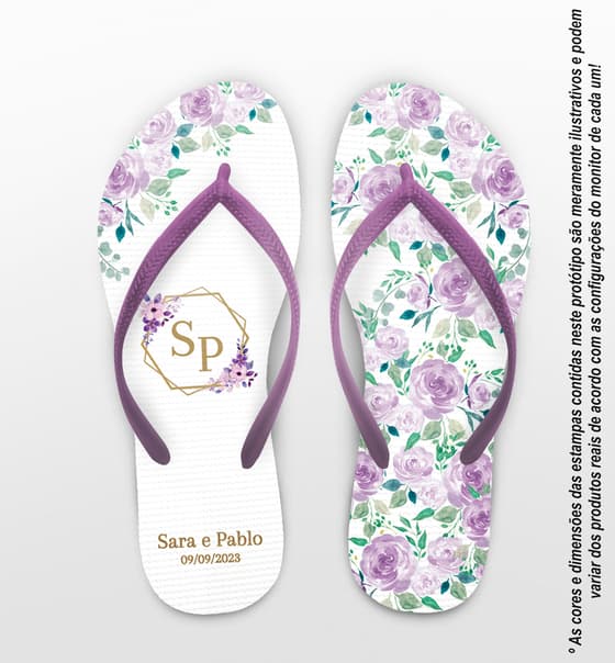 Chinelo Casamento Floral Personalizado COD 12355