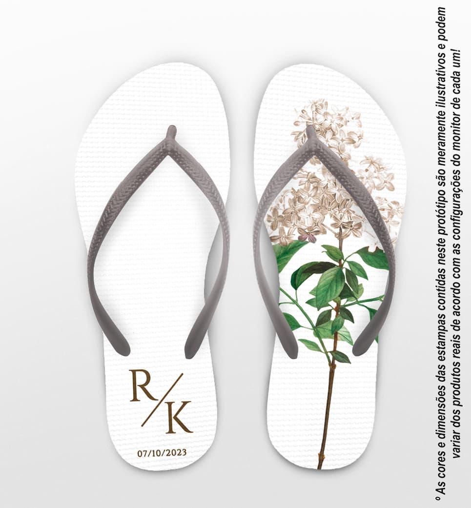 Chinelo Casamento Floral Personalizado COD 12356
