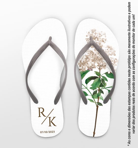 Chinelo Casamento Floral Personalizado COD 12356