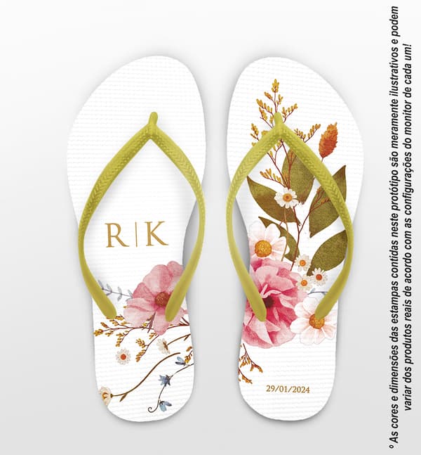 Chinelo Casamento Floral Personalizado COD 12423