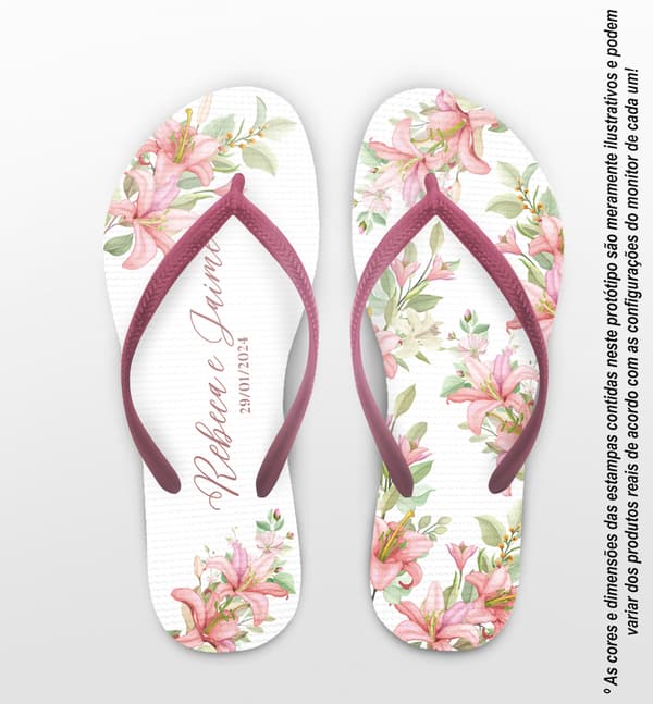 Chinelo Casamento Floral Personalizado COD 12458