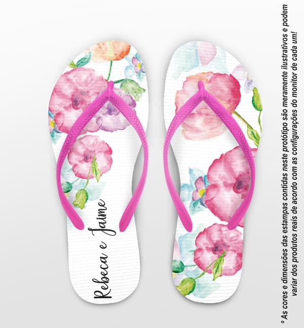 Chinelo Casamento Floral Personalizado COD 12462