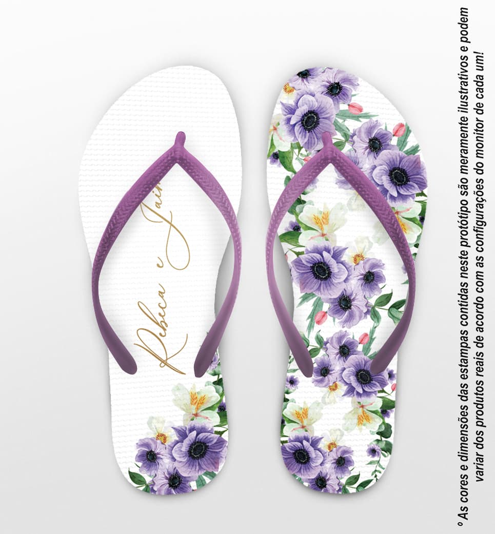 Chinelo Casamento Floral Personalizado COD 12465